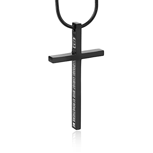 Philippians 4:13 Cross Necklace for Strength