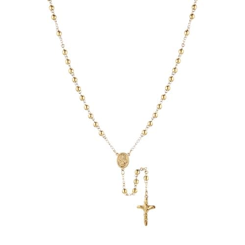 HZMAN Women's Stainless Steel Rosary Cross Necklace