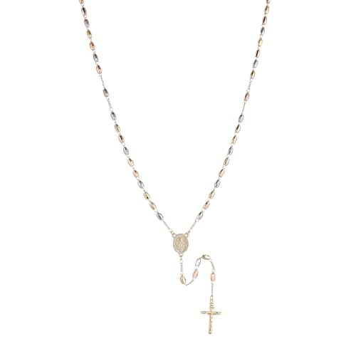 HZMAN 14K Gold Plated Virgin Mary & St. Benedict Rosary Necklace - Dainty Christian Jewelry Gift for Women