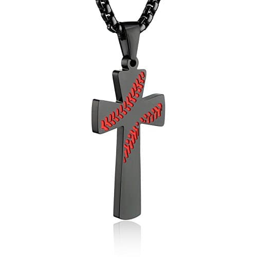 Baseball Cross Necklace for Son: Christmas Birthday Gift from Mom Dad