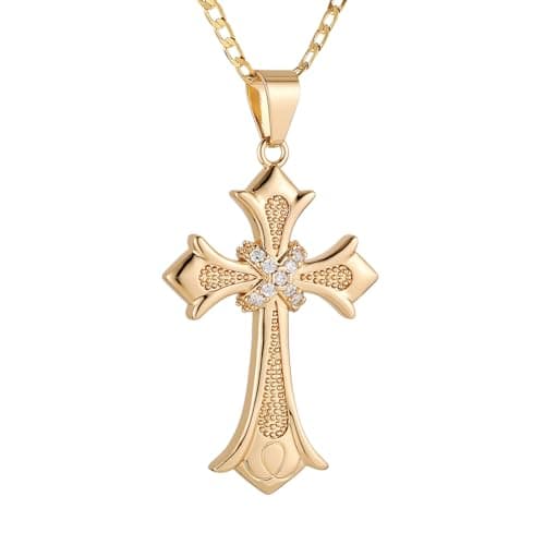 Rose Gold Plated Cross Necklace for Women - Christian Faith Jewelry Gift