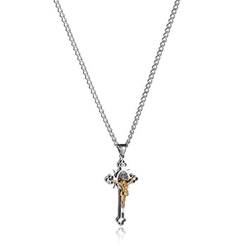 HZMAN Saint St. Benedict Crucifix Cross Necklace