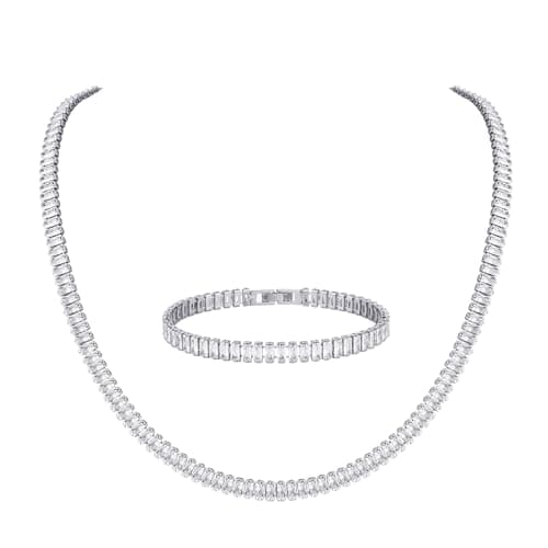 Crystal Necklace Bracelet Jewelry Set for Women Girl