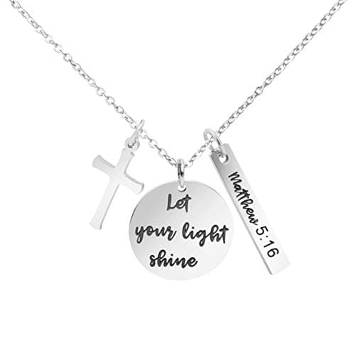Christian Bible Verse Cross Pendant Necklace for Women - Faith Prayer Charm Jewelry for Birthday and Christmas