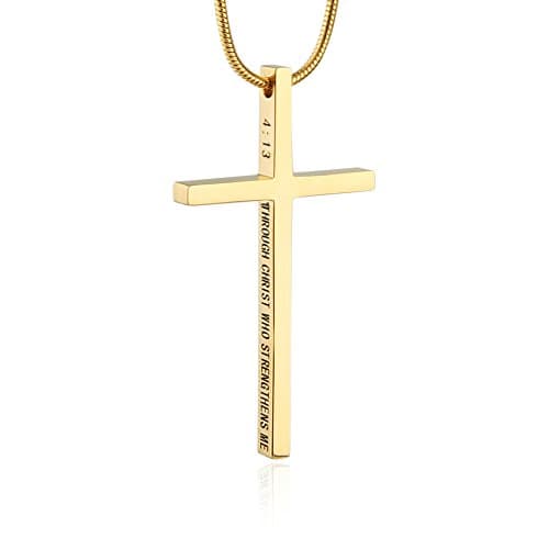 Philippians 4:13 Cross Necklace for Strength