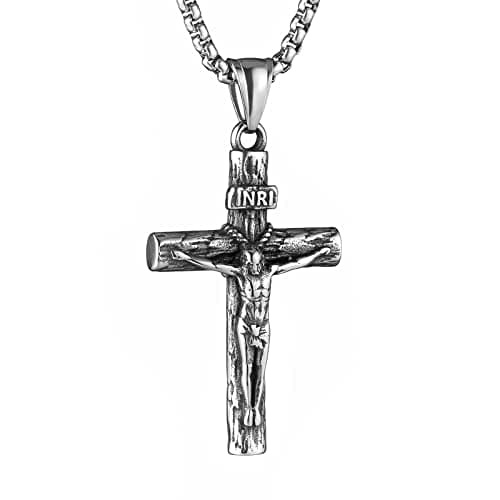 Stainless Steel Crucifix Cross Necklace for Men and Women with 24 Chain