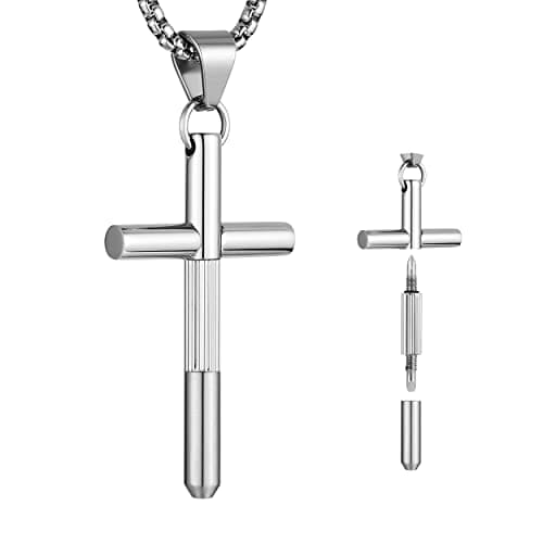 Stainless Steel Steampunk Cross Necklace for Men