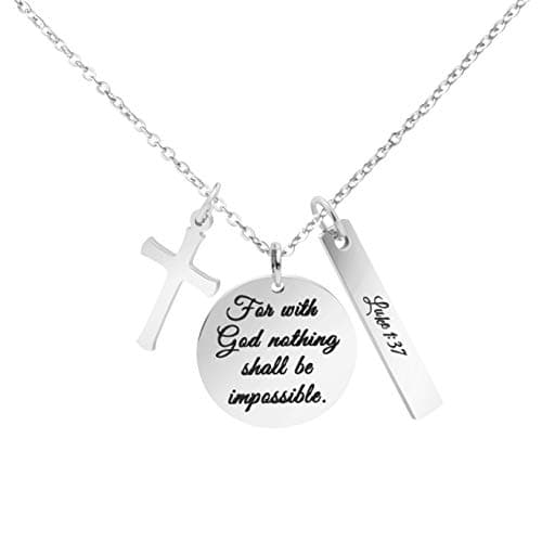 Christian Bible Verse Cross Pendant Necklace for Women - Faith Prayer Charm Jewelry for Birthday and Christmas