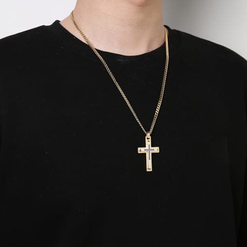 Stainless Steel Double Layer Cross Necklace for Men and Boys