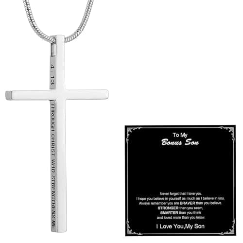 Philippians 4:13 Cross Necklace for Strength