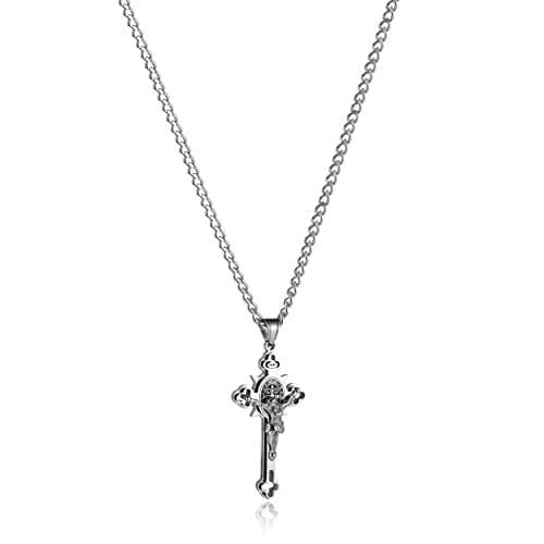 HZMAN Saint St. Benedict Crucifix Cross Necklace