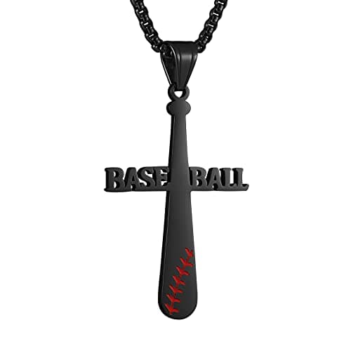 Baseball Cross Necklace for Son: Christmas Birthday Gift from Mom Dad