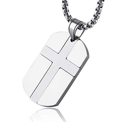 Stainless Steel Cross Necklace with Isaiah 41:10 Bible Verse
