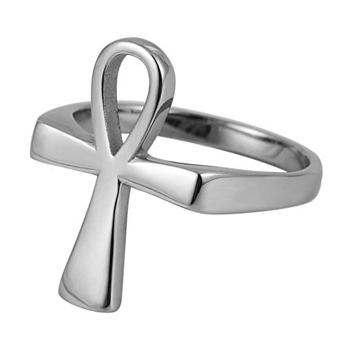 Stainless Steel Ankh Cross Ring for Men Women