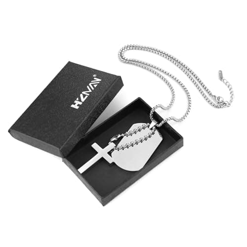 Stainless Steel Cross Dog Tag Necklace for Men and Women