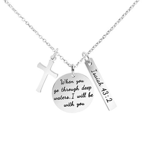 Christian Bible Verse Cross Pendant Necklace for Women - Faith Prayer Charm Jewelry for Birthday and Christmas