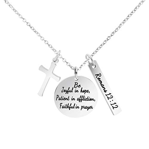 Christian Bible Verse Cross Pendant Necklace for Women - Faith Prayer Charm Jewelry for Birthday and Christmas