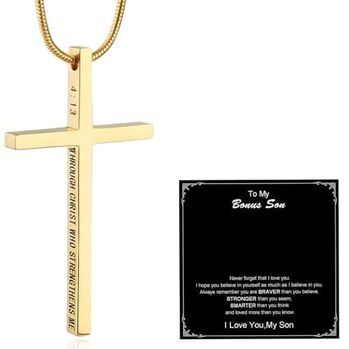 Philippians 4:13 Cross Necklace for Strength