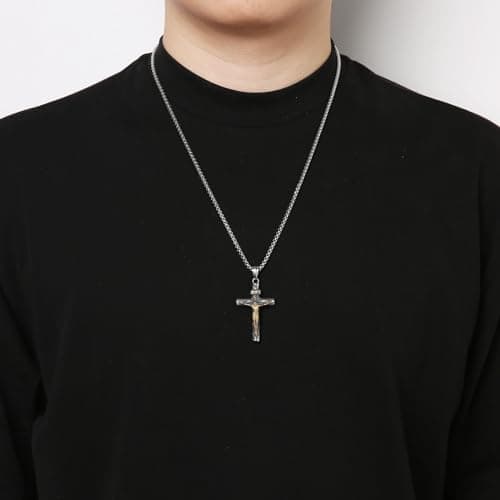 Stainless Steel Crucifix Cross Necklace for Men and Women with 24 Chain