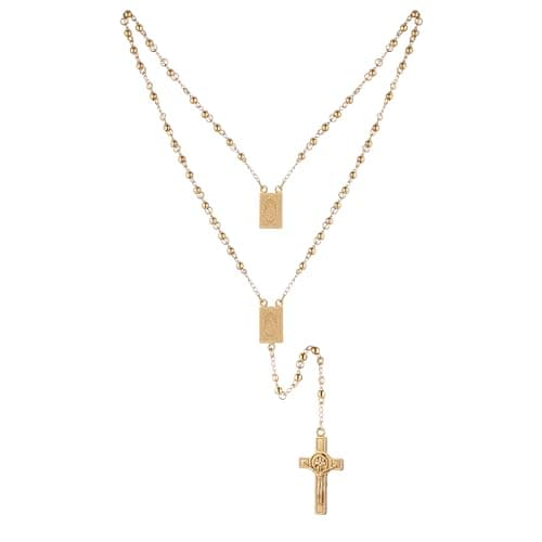 HZMAN Women's Stainless Steel Rosary Cross Necklace