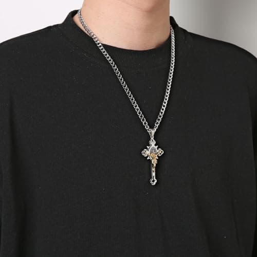 HZMAN Saint St. Benedict Crucifix Cross Necklace