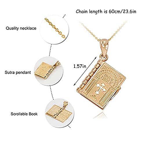 Christian Miniature Bible Pendant Necklace with 23.6-inch Chain