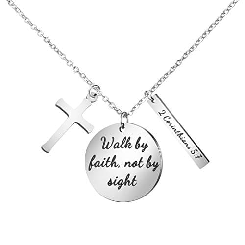 Christian Bible Verse Cross Pendant Necklace for Women - Faith Prayer Charm Jewelry for Birthday and Christmas