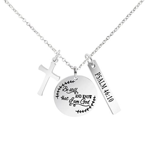 Christian Bible Verse Cross Pendant Necklace for Women - Faith Prayer Charm Jewelry for Birthday and Christmas