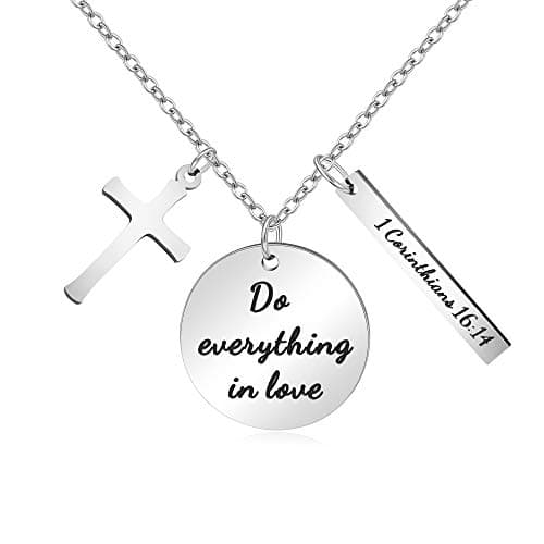 Christian Bible Verse Cross Pendant Necklace for Women - Faith Prayer Charm Jewelry for Birthday and Christmas