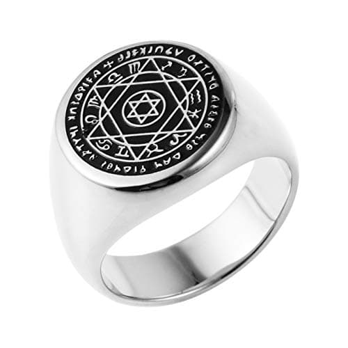HZMAN Solomon Seal Constellation Rings Stainless Steel for Men Women
