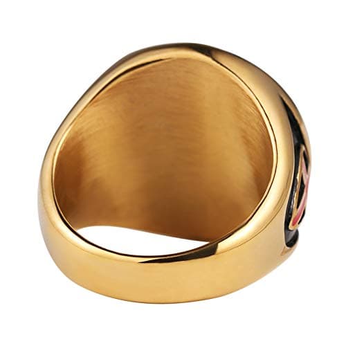 Knights Templar Men's Stainless Steel Ring with Red Cross Design