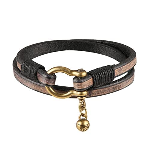 Handmade Leather Cuff Bracelet for Women with Small Bells