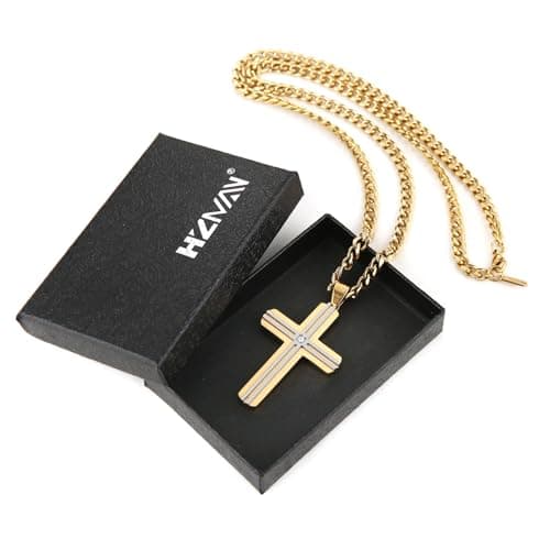 Stainless Steel Cross Necklace for Men and Women with 24-Inch Cuban Chain