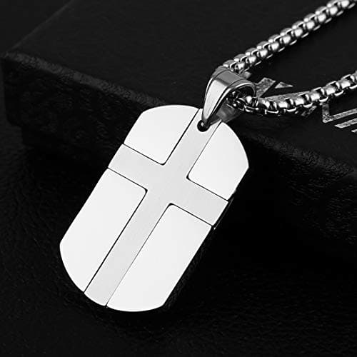 Stainless Steel Cross Necklace with Isaiah 41:10 Bible Verse