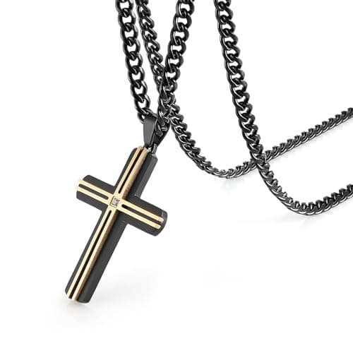 Stainless Steel Cross Necklace for Men and Women with 24-Inch Cuban Chain