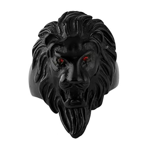 Vintage Stainless Steel Lion Rings – Men's Gothic Biker Ring