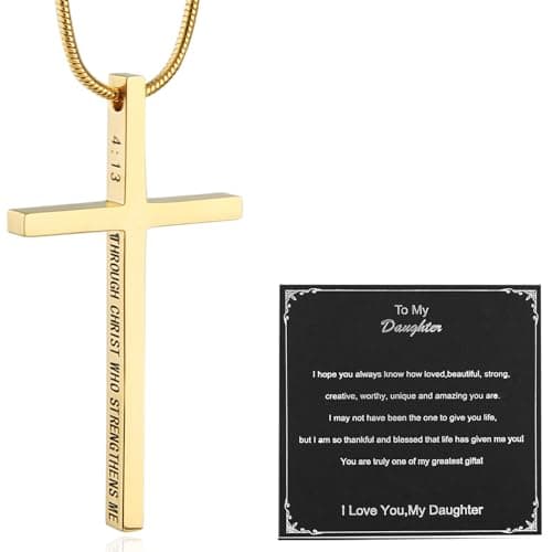 Philippians 4:13 Cross Necklace for Strength