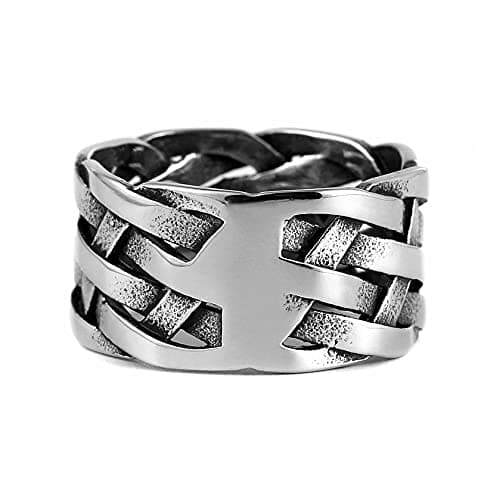 Stainless Steel Woven Plaited Braided Ring for Men and Women