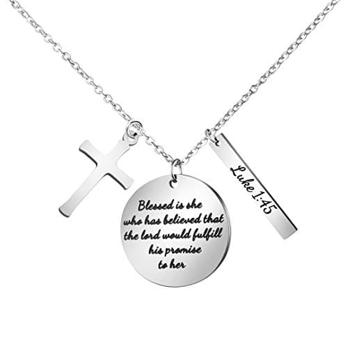 Christian Bible Verse Cross Pendant Necklace for Women - Faith Prayer Charm Jewelry for Birthday and Christmas