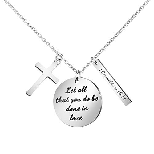 Christian Bible Verse Cross Pendant Necklace for Women - Faith Prayer Charm Jewelry for Birthday and Christmas