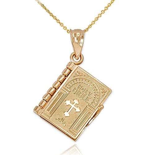 Christian Miniature Bible Pendant Necklace with 23.6-inch Chain
