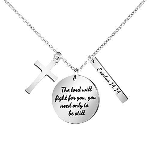 Christian Bible Verse Cross Pendant Necklace for Women - Faith Prayer Charm Jewelry for Birthday and Christmas