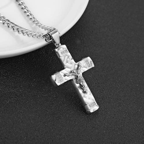 Stainless Steel Crucifix Cross Necklace for Men and Boys
