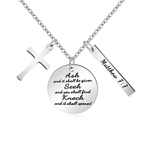 Christian Bible Verse Cross Pendant Necklace for Women - Faith Prayer Charm Jewelry for Birthday and Christmas