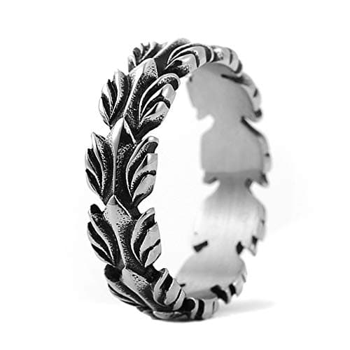 HZMAN Vintage Olive Branch Ring Stainless Steel for Men and Women Size 7-12
