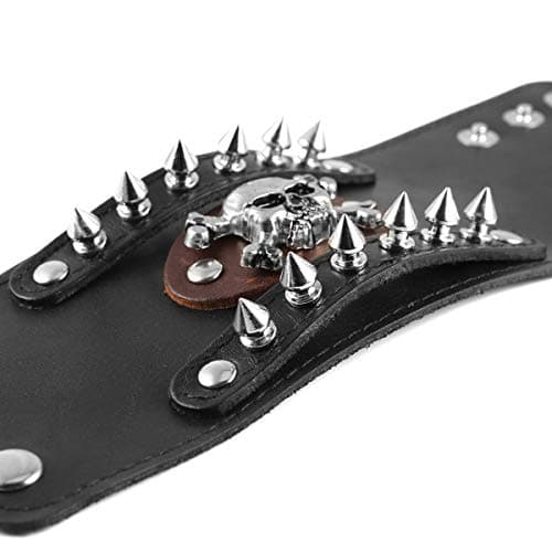 Metal Rivet Skull Leather Bracelet