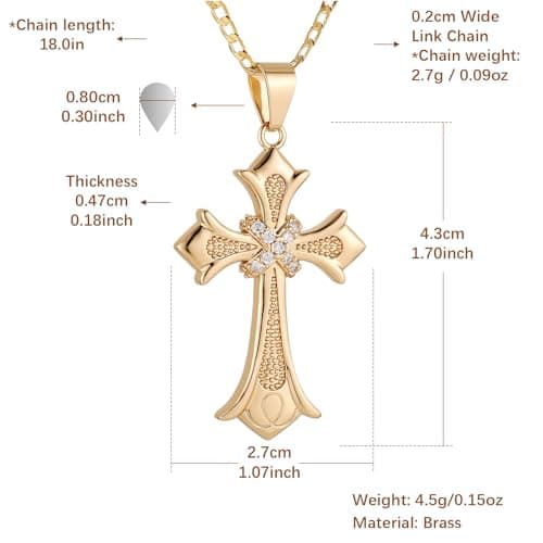 Rose Gold Plated Cross Necklace for Women - Christian Faith Jewelry Gift