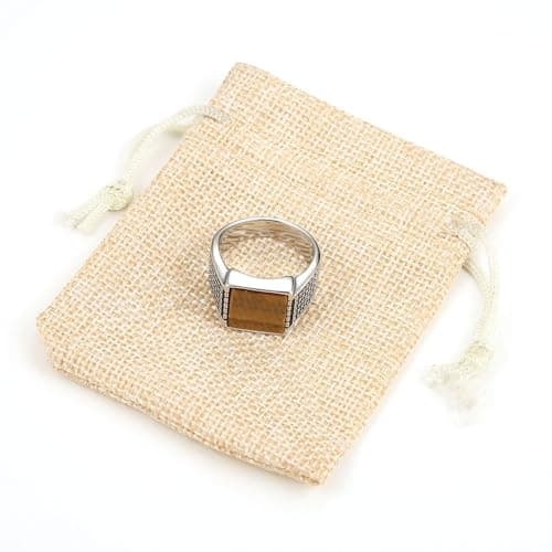 Retro Tiger Eye Stone Turquoise Wedding Ring Stainless Steel Ring Size 7-14