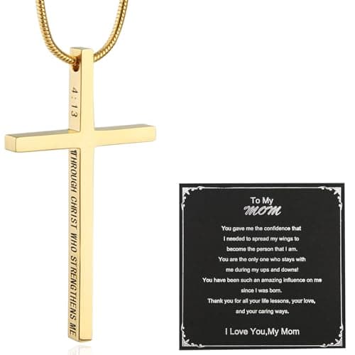Philippians 4:13 Cross Necklace for Strength
