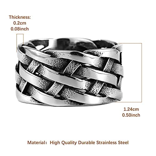 Stainless Steel Woven Plaited Braided Ring for Men and Women